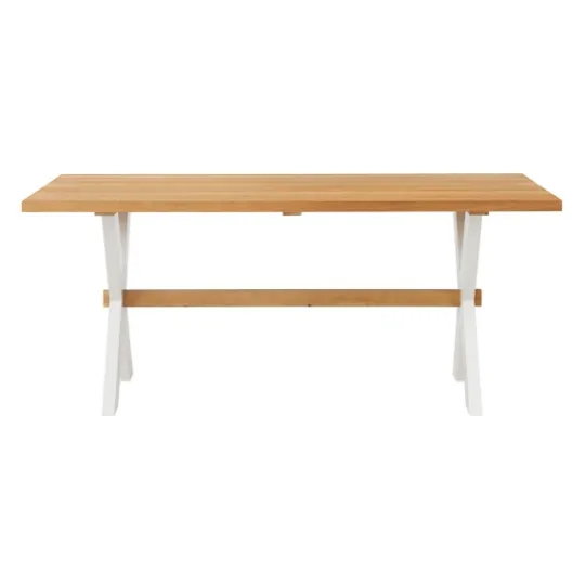 Kirkland's Home Warm Cherry Birch Trestle Base Dining Table- Dining Tables