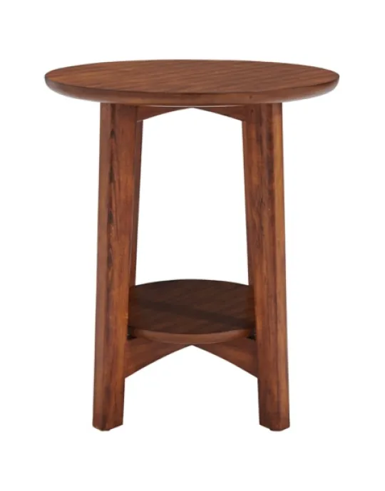 Kirkland's Home Warm Chestnut Wood Round Accent Table- Accent & End Tables