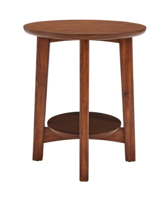 Kirkland's Home Warm Chestnut Wood Round Accent Table- Accent & End Tables