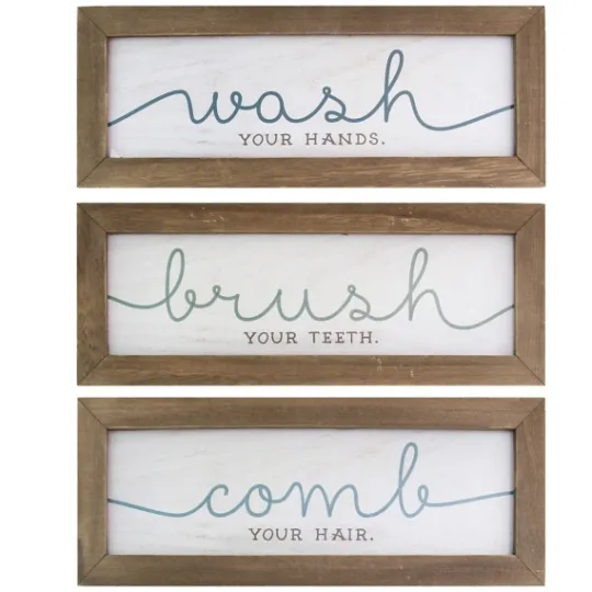 Kirkland's Home Wash Brush Comb Framed Wall Plaques, Set Of 3- Wall Quotes & Signs