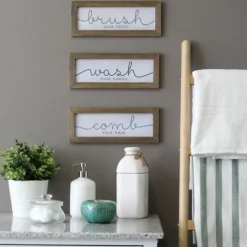 Kirkland's Home Wash Brush Comb Framed Wall Plaques, Set Of 3- Wall Quotes & Signs