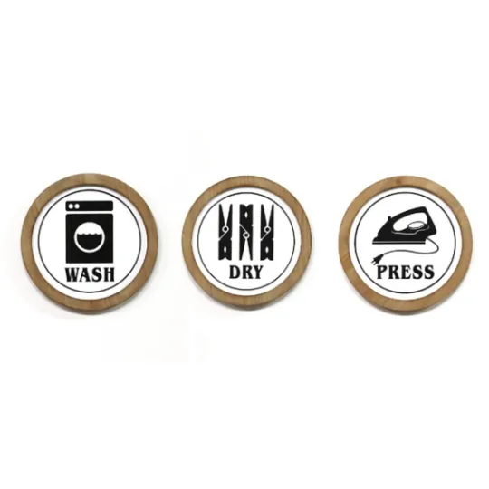 Kirkland's Home Wash Dry Press Round Framed Wall Plaques, Set Of 3- Wall Quotes & Signs
