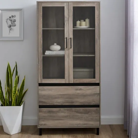 Kirkland's Home Wash Glass Door Storage Hutch- Cabinets & Sideboards