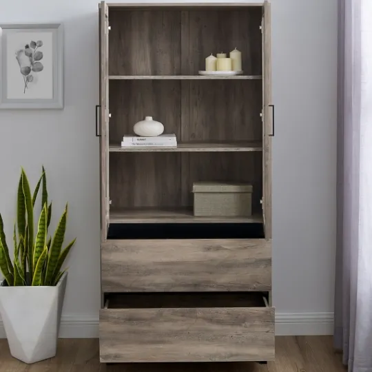 Kirkland's Home Wash Glass Door Storage Hutch- Cabinets & Sideboards