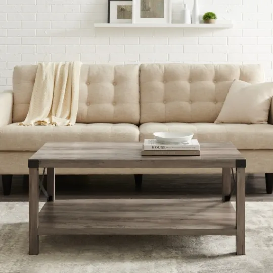Kirkland's Home Wash Industrial X-Frame Coffee Table- Coffee Tables