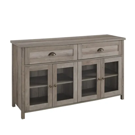 Kirkland's Home Wash Rustic Glass Front Sideboard- Cabinets & Sideboards