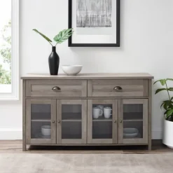 Kirkland's Home Wash Rustic Glass Front Sideboard- Cabinets & Sideboards