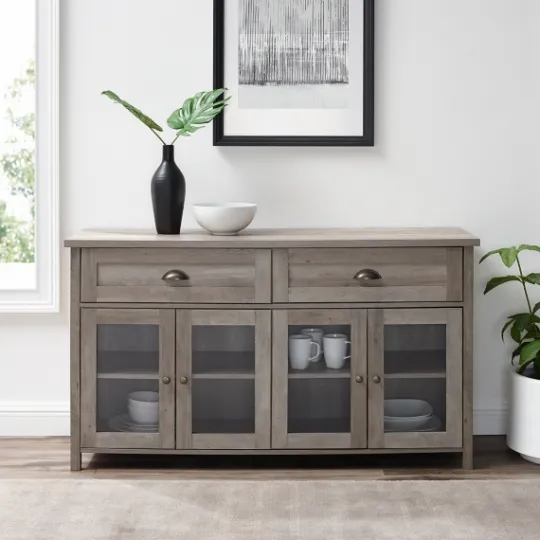 Kirkland's Home Wash Rustic Glass Front Sideboard- Cabinets & Sideboards