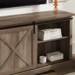 Kirkland's Home Wash Sliding Barn Door Tv Stand- Tv Stands & Media Consoles