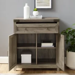 Kirkland's Home Wash Wooden And Metal Barn Door Cabinet- Cabinets & Sideboards