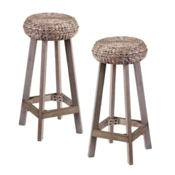 Kirkland's Home Wash Woven Hyacinth Bar Stools, Set Of 2- Bar Stools & Counter Height Stools