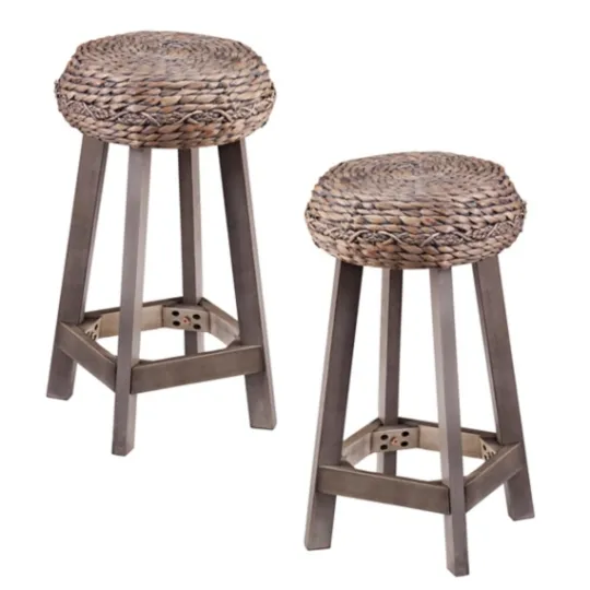 Kirkland's Home Wash Woven Hyacinth Counter Stools, Set Of 2- Bar Stools & Counter Height Stools