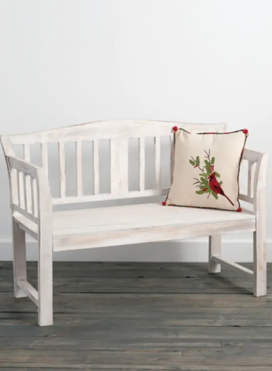 Kirkland's Home Washed Arched Wood Bench- Benches & Ottomans