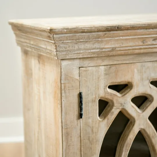 Kirkland's Home Washed Arched Wooden Cabinet- Cabinets & Sideboards