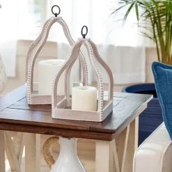 Kirkland's Home Washed Beaded Open Lantern, 16 In.- Lanterns