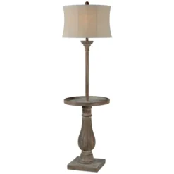 Kirkland's Home Washed Driftwood Floor Lamp With Tray Table- Floor Lamps