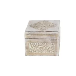 Kirkland's Home Washed Floral Carved Wood Boxes, Set Of 3- Baskets & Boxes