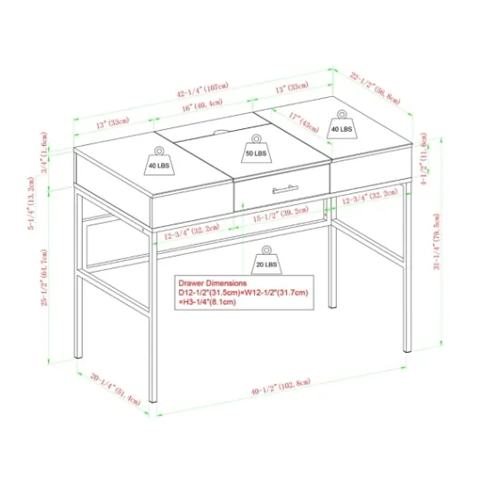 Kirkland's Home Washed Lift Top Storage Desk- Office Furniture