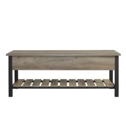 Kirkland's Home Washed Lift-Top Storage Bench- Entryway Furniture