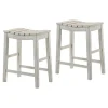 Kirkland's Home Washed Saddle Seat Counter Stools, Set Of 2- Bar Stools & Counter Height Stools