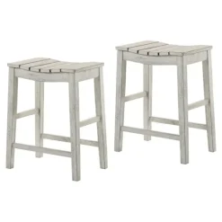 Kirkland's Home Washed Saddle Seat Counter Stools, Set Of 2- Bar Stools & Counter Height Stools