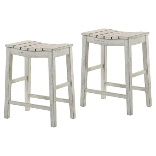 Kirkland's Home Washed Saddle Seat Counter Stools, Set Of 2- Bar Stools & Counter Height Stools