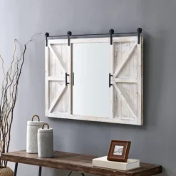 Kirkland's Home Washed Sliding Barn Door Wall Mirror- Decorative Mirrors