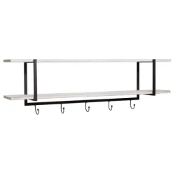 Kirkland's Home Washed Two Tier Metal And Wood Wall Shelf- Shelves