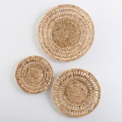 Kirkland's Home Water Hyacinth Basket Wall Plaques, Set Of 3- Wall Plaques