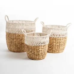 Kirkland's Home Water Hyacinth Color Block Baskets, Set Of 3- Baskets & Boxes