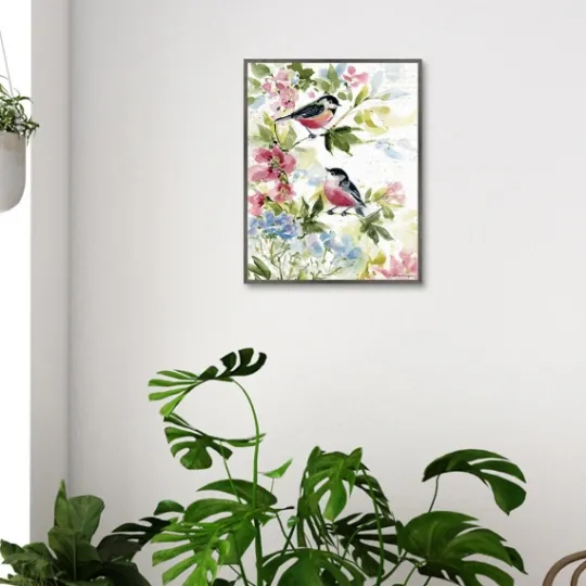Kirkland's Home Watercolor Birds I Framed Canvas Art Print- Canvas Art
