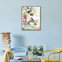 Kirkland's Home Watercolor Birds I Framed Canvas Art Print- Canvas Art