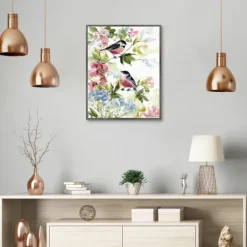 Kirkland's Home Watercolor Birds I Framed Canvas Art Print- Canvas Art