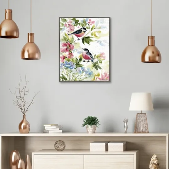 Kirkland's Home Watercolor Birds I Framed Canvas Art Print- Canvas Art