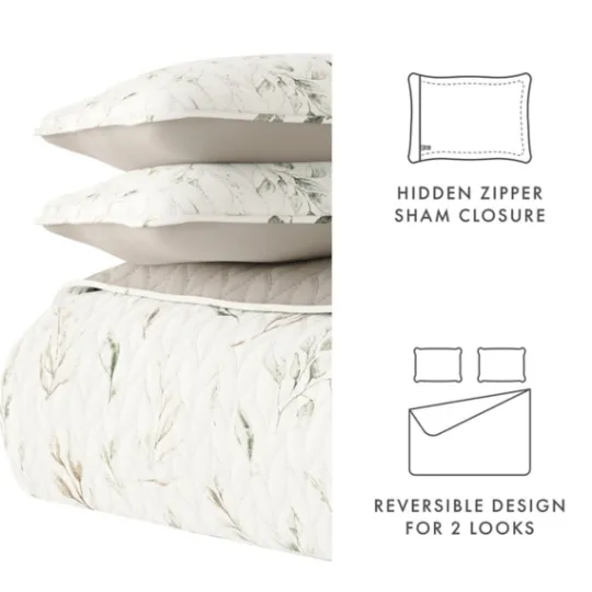 Kirkland's Home Watercolor Leaves Reversible 2-Pc. Twin Quilt Set- Quilts