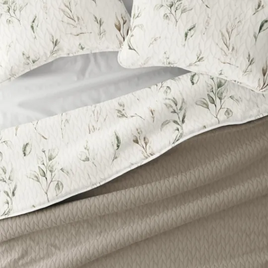 Kirkland's Home Watercolor Leaves Reversible 3-Pc. King Quilt Set- Quilts