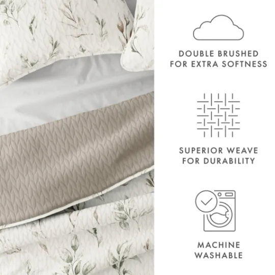 Kirkland's Home Watercolor Leaves Reversible 3-Pc. Queen Quilt Set- Quilts