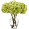 Kirkland's Home Watered Hydrangea Bouquet In Round Glass Vase- Arrangements & Greenery