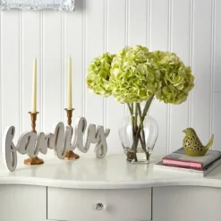 Kirkland's Home Watered Hydrangea Bouquet In Round Glass Vase- Arrangements & Greenery