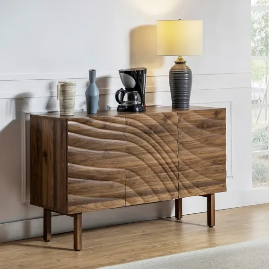 Kirkland's Home Wavy Wood 3-Door Sideboard Cabinet- Cabinets & Sideboards