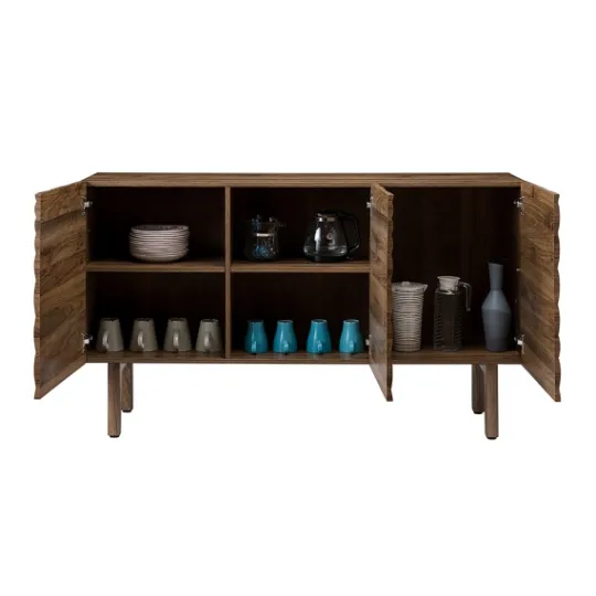 Kirkland's Home Wavy Wood 3-Door Sideboard Cabinet- Cabinets & Sideboards