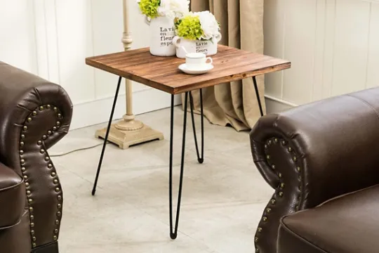 Kirkland's Home Weather Fir Wood And Hairpin Legs Accent Table- Accent & End Tables