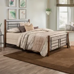 Kirkland's Home Weathered Brown Farmhouse Queen Bed- Beds & Headboards