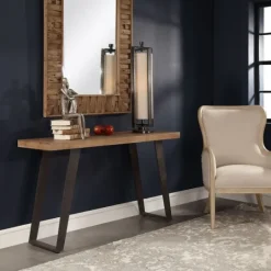 Kirkland's Home Weathered Oak And Metal Console Table- Console Tables