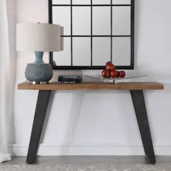 Kirkland's Home Weathered Oak And Metal Console Table- Console Tables