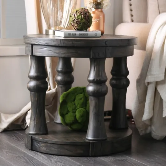 Kirkland's Home Weathered Wood Open Column Accent Table- Accent & End Tables