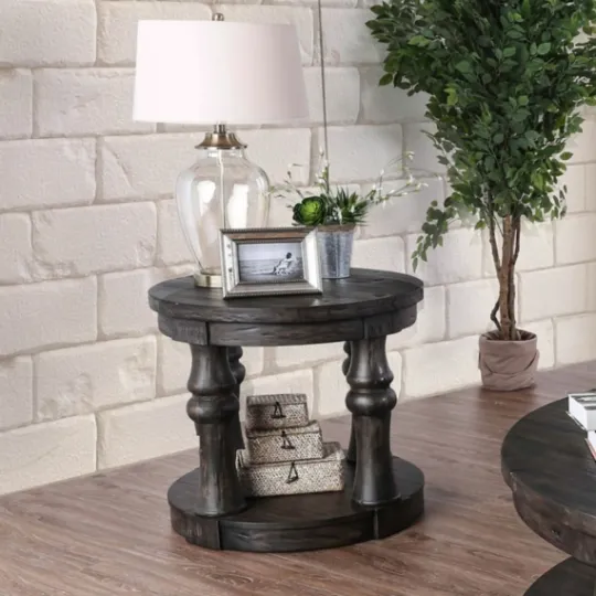 Kirkland's Home Weathered Wood Open Column Accent Table- Accent & End Tables