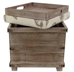 Kirkland's Home Weathered Wood Seashell Storage Ottoman- Benches & Ottomans