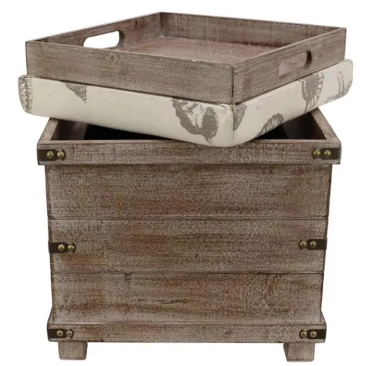Kirkland's Home Weathered Wood Seashell Storage Ottoman- Benches & Ottomans