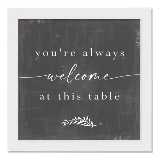 Kirkland's Home Welcome At This Table White Framed Canvas Print- Wall Quotes & Signs